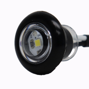 Round Clear/White Cargo Light, 0.75", Grommet Mount, 180-Bullet Connector