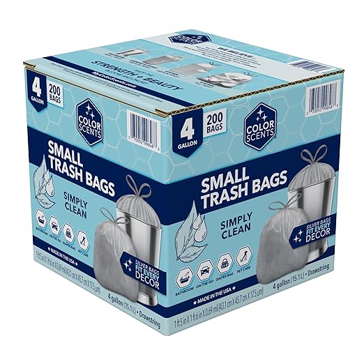 Color Scents Small Trash Bags, Drawstring, 4 Gallon