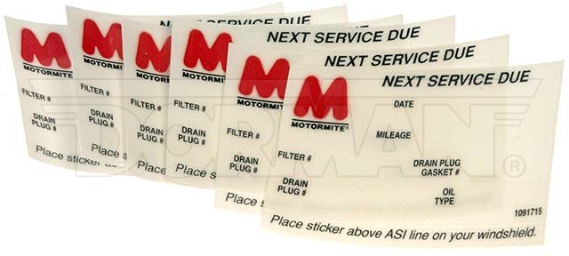 Oil Change Window Sticker - Pack of 6