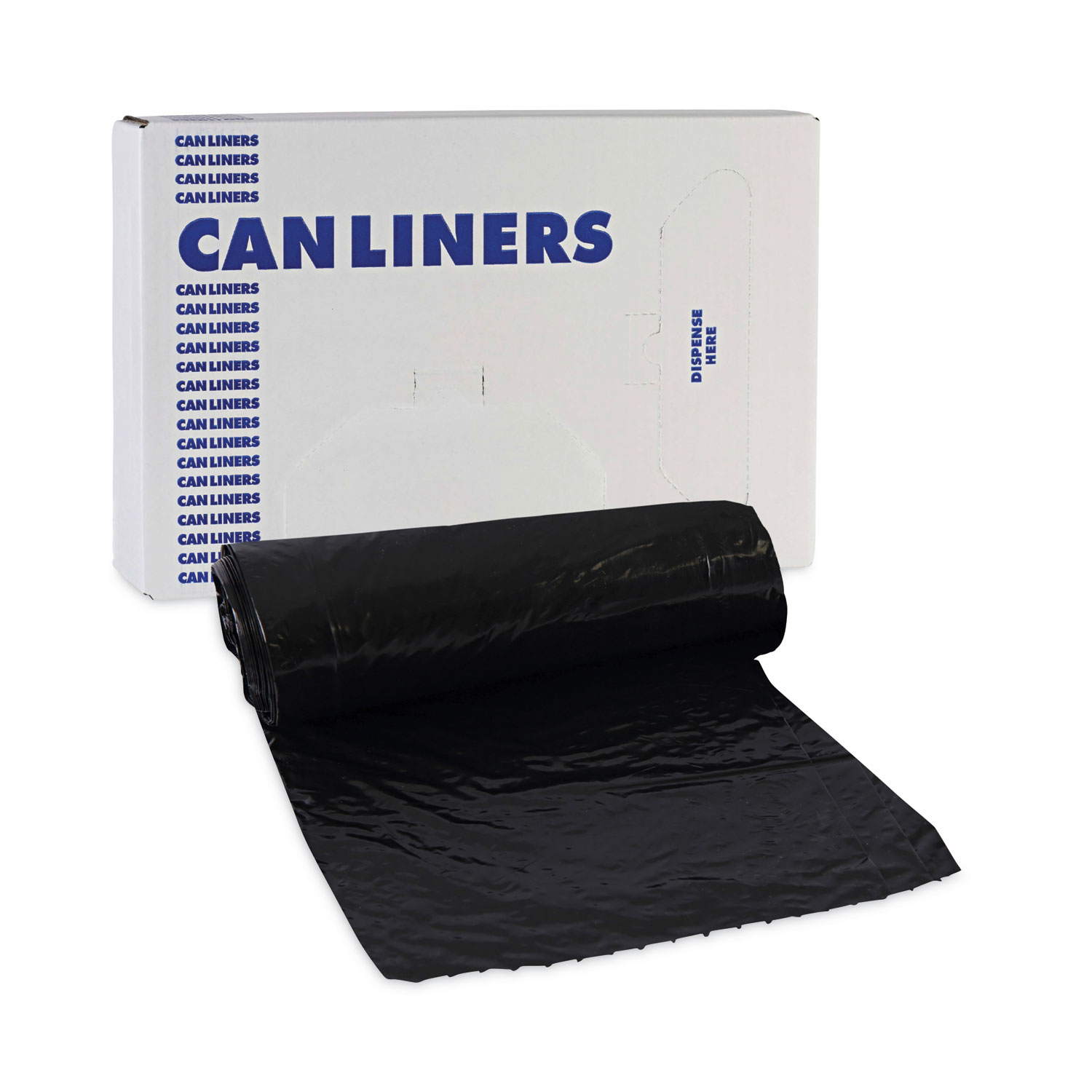 Waste Can Liners 16 gal, 1 mil, 24 x 32, Black