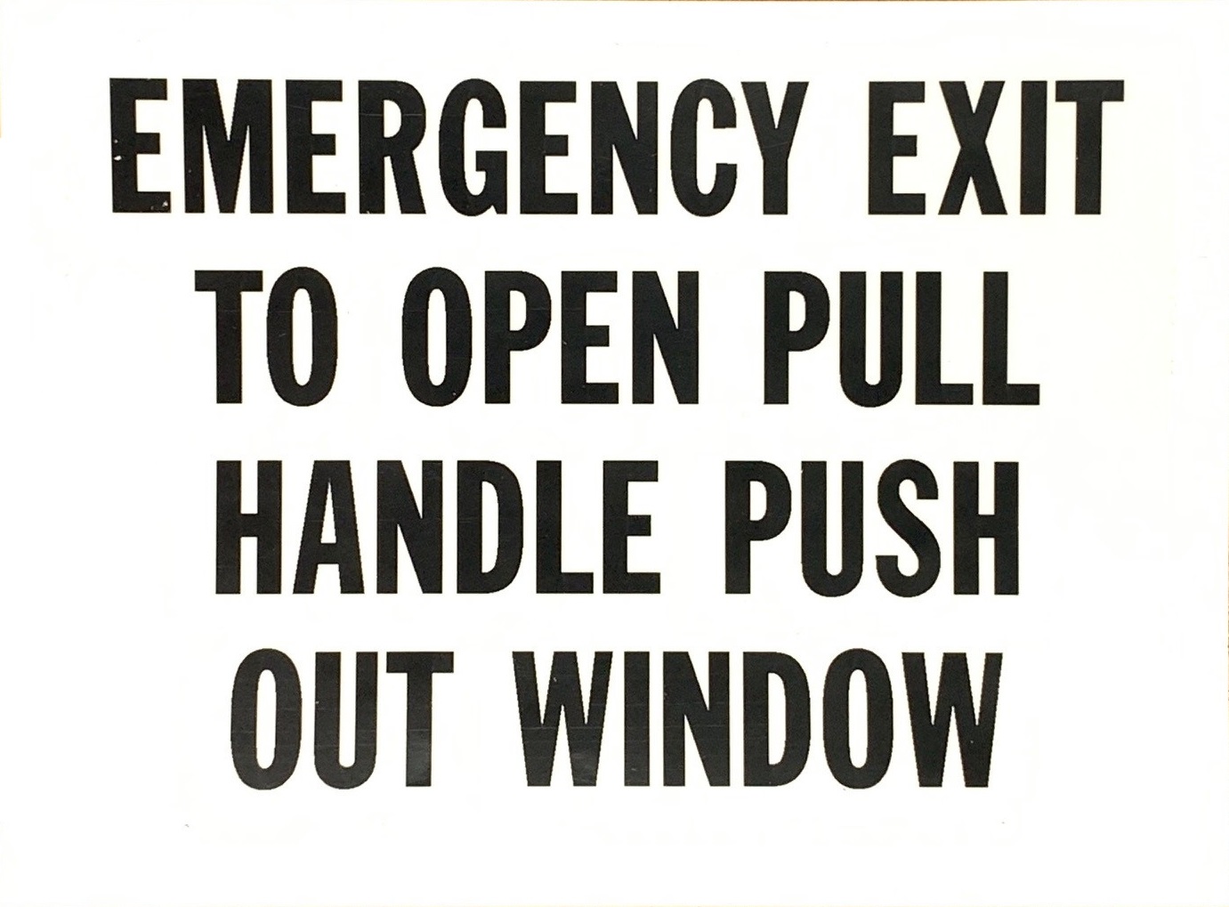 Emergency Exit To Open Pull Handle Push Out Window (Black on Clear)