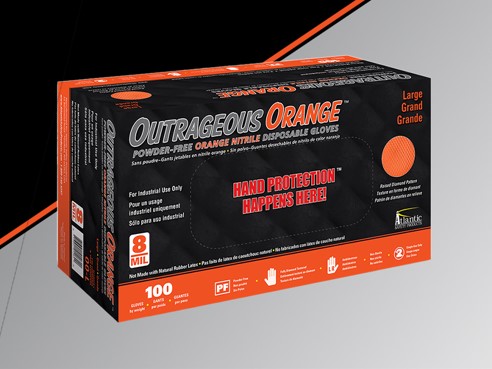 Outrageous Orange Nitrile Gloves, 8 Mil