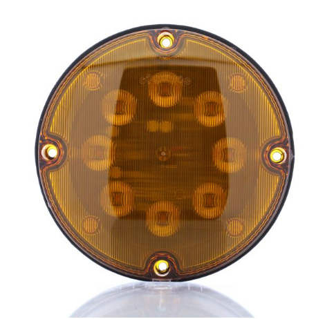 Yellow 7" round warning lamp, 12V