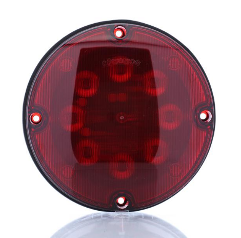 Red 7" round warning lamp, 12V